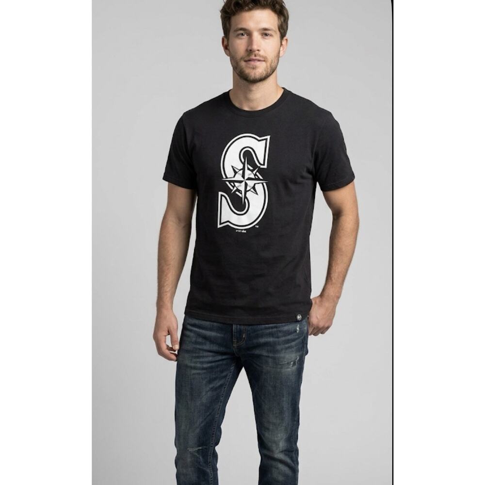 ‘47 Brand - Seattle Mariners Black Short Sleeve Shirt - Size Medium